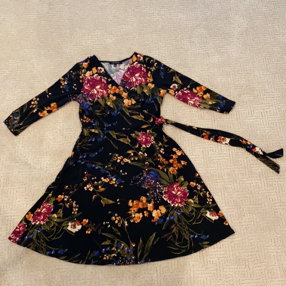 Kaileigh Charlotte Faux wrap knit dress in Small